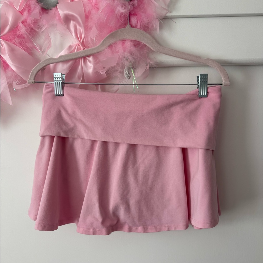 PINK X LOVESHACKFANCY Cotton Foldover Flirty Skirt